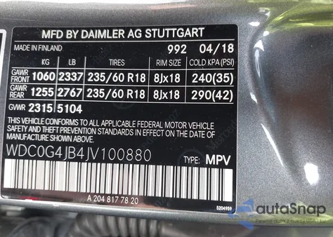 2018 Mercedes-Benz Glc 300 from USA, damaged, VIN WDC0G4JB4JV100880